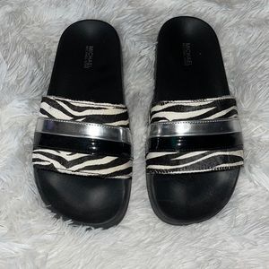 Brandy Zebra Print Calf Hair Slide Sandal